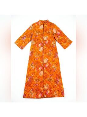 1960s Burnt Orange Loungees Puffer Housedress